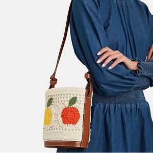 STAUD Anita Crochet Bucket Bag, NWT